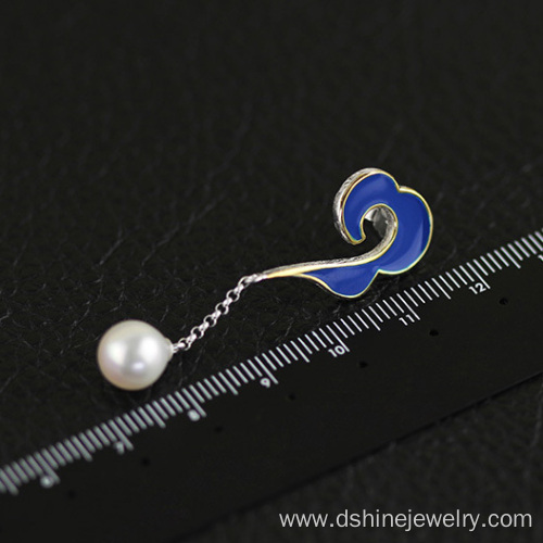 Customized Sterling Silver Drop Pearl Earrings For Women